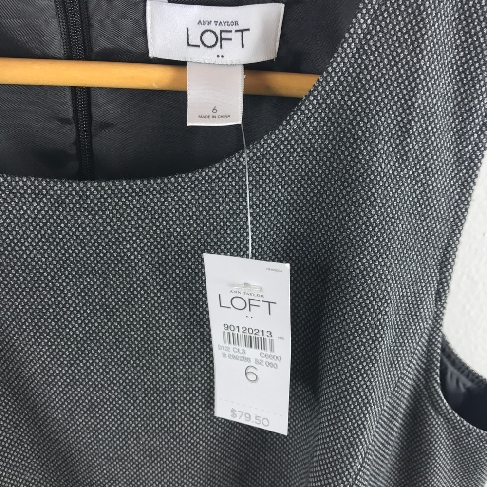 LOFT Ann Taylor Gray Textured Career Dress 6 - Picture 5 of 8